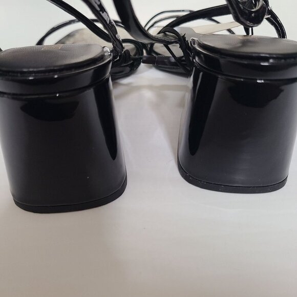 ZARA FAUX PATENT FINISH SANDALS WITH STRAPS  BLACK SIZE 6.5 | 2307/110 - Picture 7 of 10